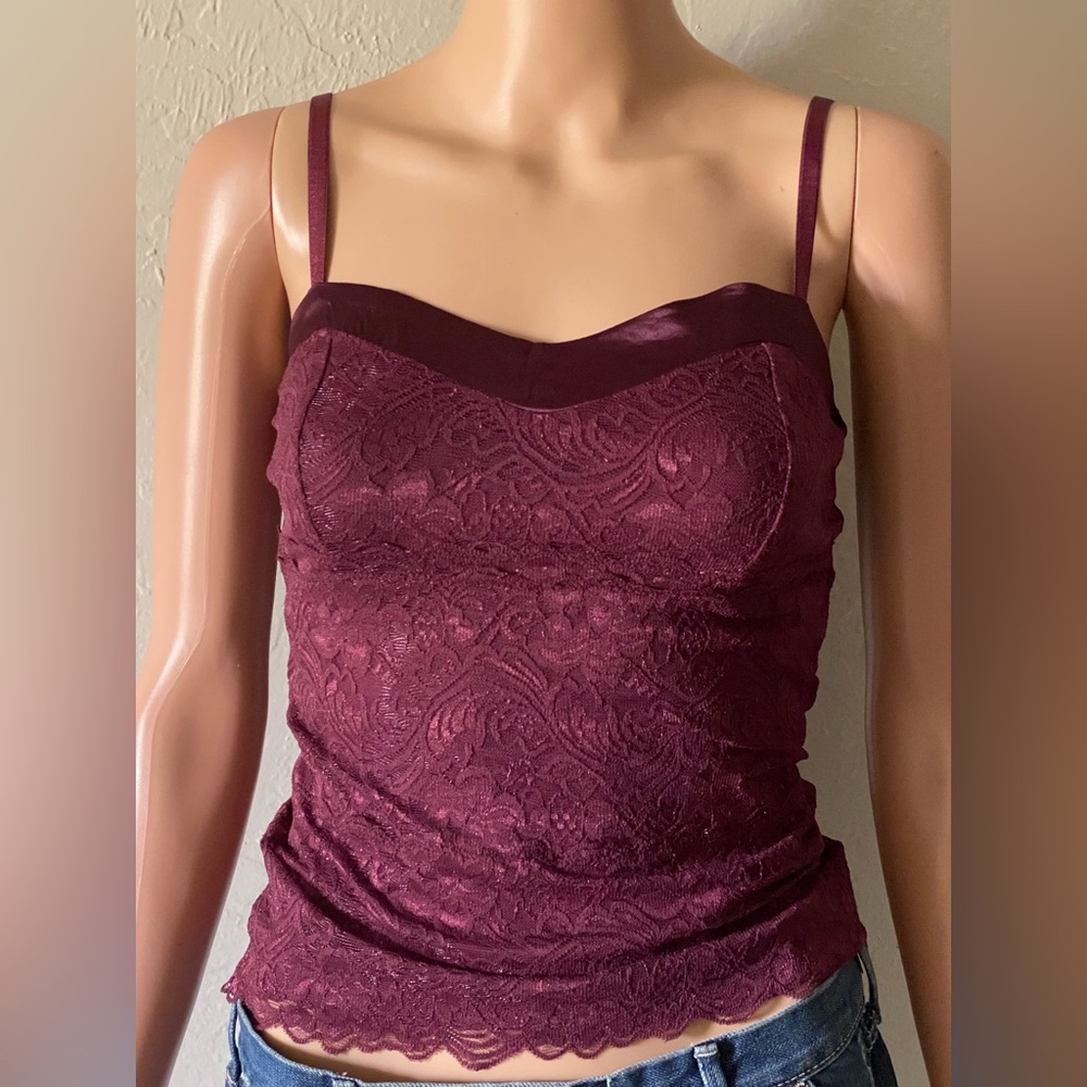Elegant Lace Burgundy Camisole Top